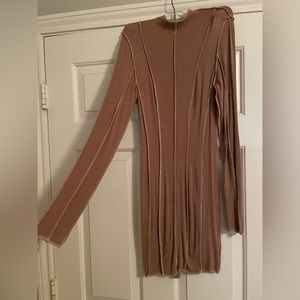 External stitching mock neck dress
